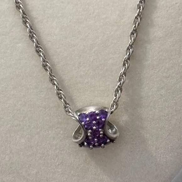 925 Necklace with a Sterling Silver Slide Pendant with purple Amethyst - Picture 3 of 9